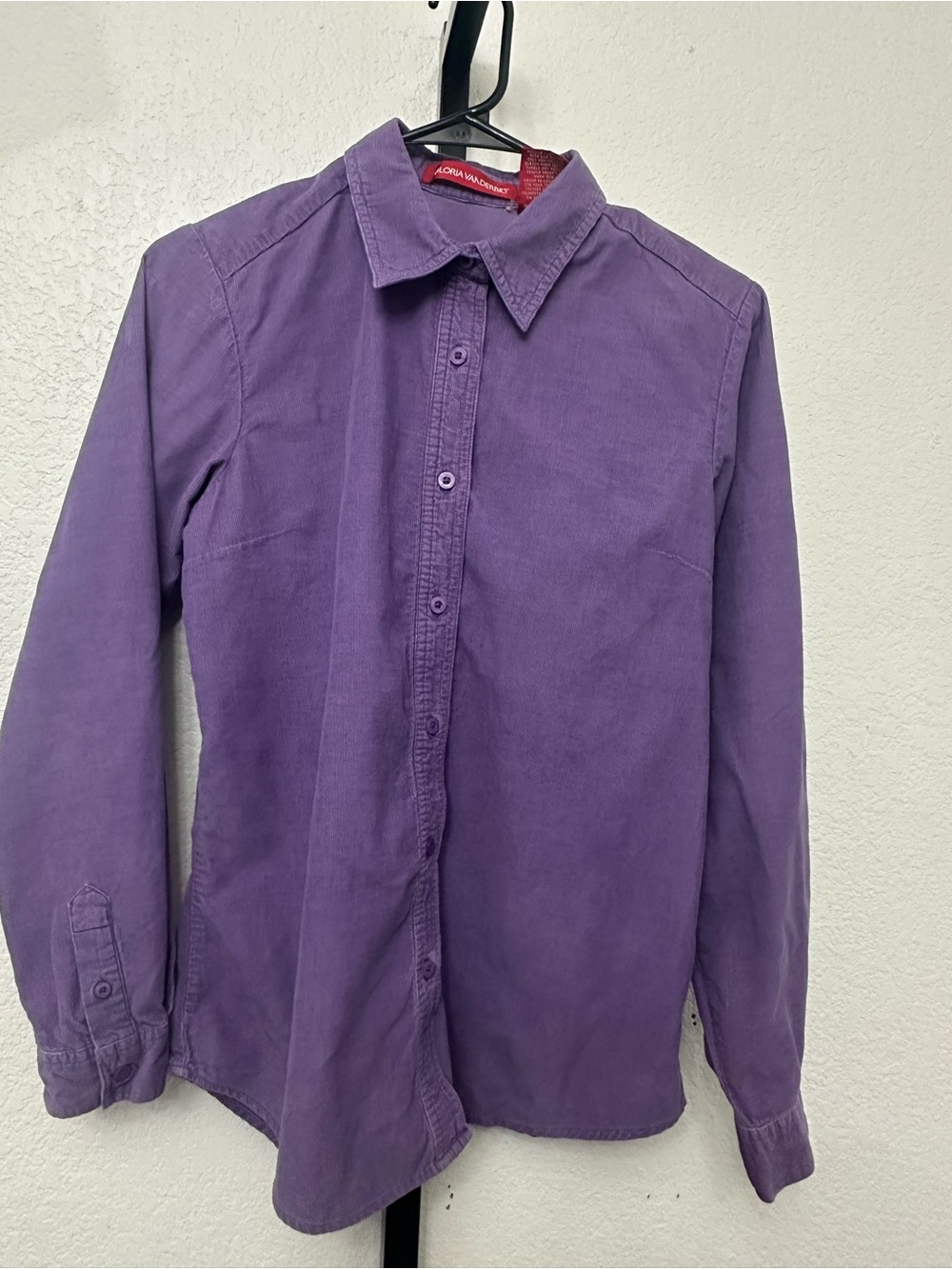 Gloria Vanderbilt Purple Corduroy Button-Down Shirt